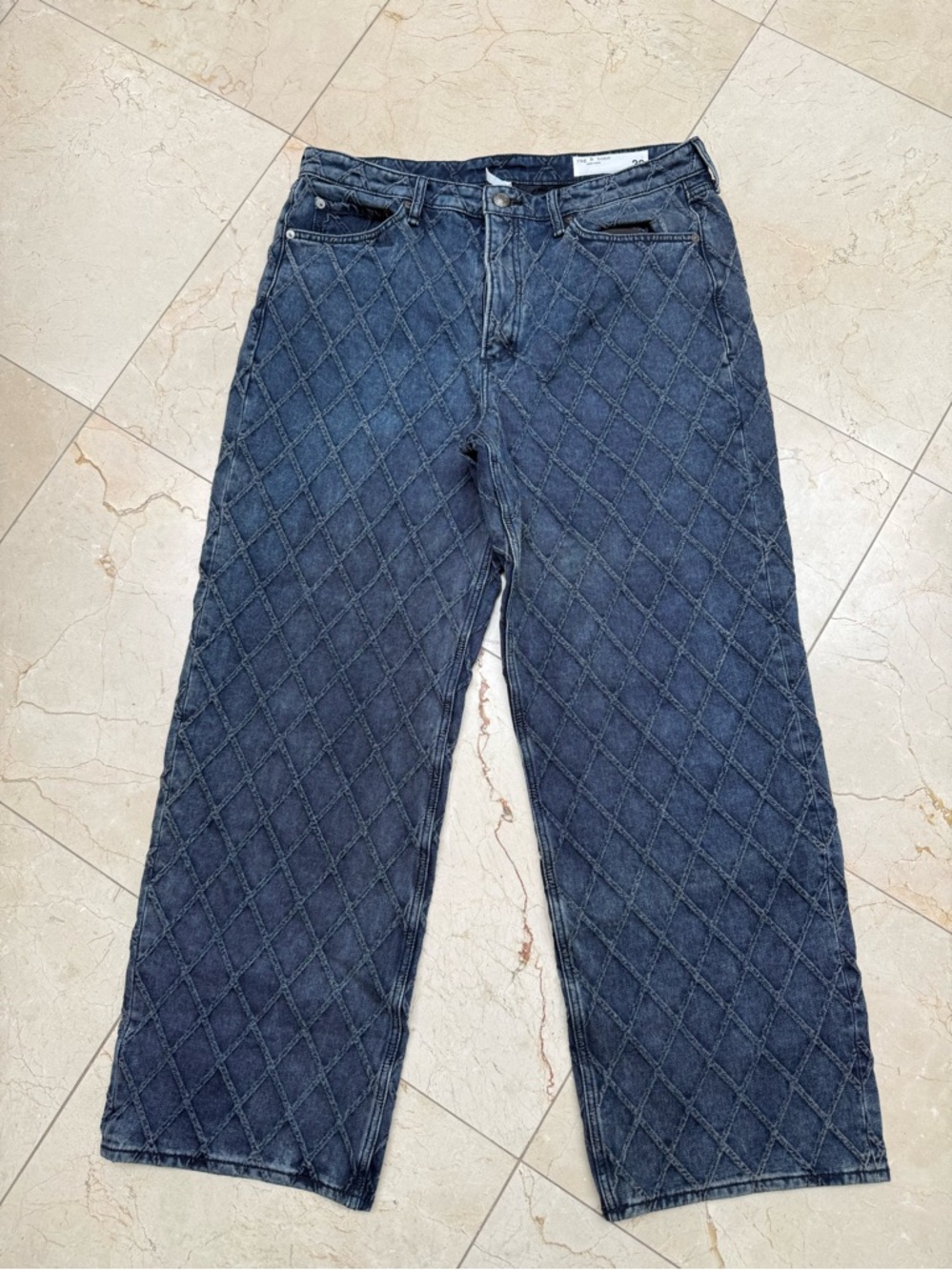 rag & bone Logan quilted mid rise wide leg jean 32